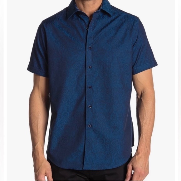 Robert Graham Men's Equinox Classic Fit Short Cuffed Sleeve Paisley Print Shirt - Picture 2 of 7